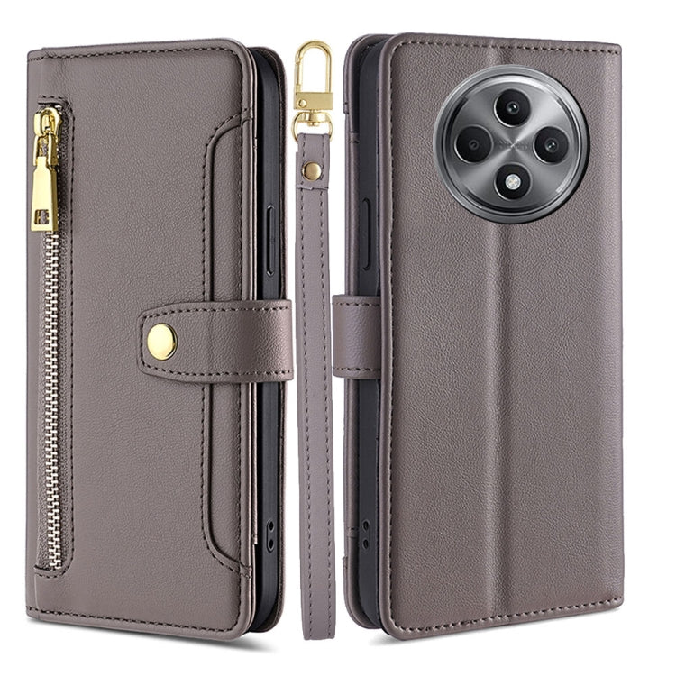 Sheep Texture Cross-body Zipper Wallet Leather Phone Case, For OPPO Reno12 F 5G, For OPPO A3 Pro 5G India, For OPPO Reno12 5G Global, For OPPO A60 4G Global