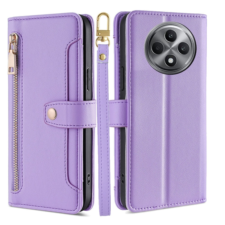 Sheep Texture Cross-body Zipper Wallet Leather Phone Case, For OPPO Reno12 F 5G, For OPPO A3 Pro 5G India, For OPPO Reno12 5G Global, For OPPO A60 4G Global