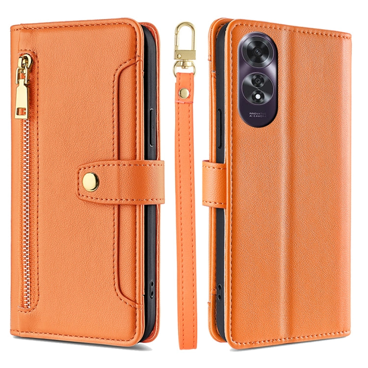 Sheep Texture Cross-body Zipper Wallet Leather Phone Case, For OPPO Reno12 F 5G, For OPPO A3 Pro 5G India, For OPPO Reno12 5G Global, For OPPO A60 4G Global