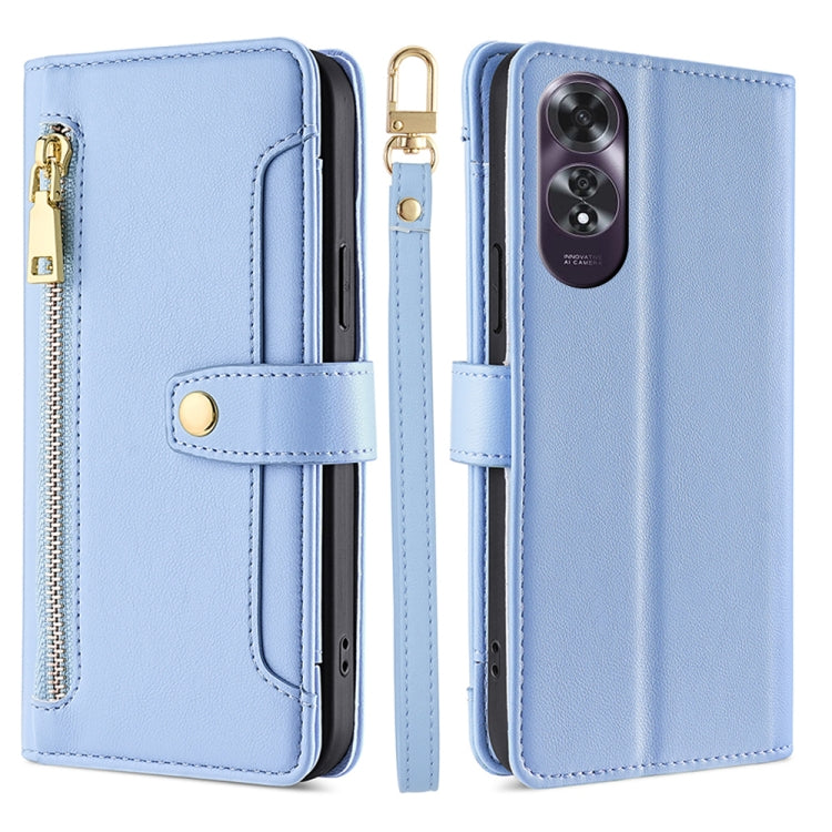 Sheep Texture Cross-body Zipper Wallet Leather Phone Case, For OPPO Reno12 F 5G, For OPPO A3 Pro 5G India, For OPPO Reno12 5G Global, For OPPO A60 4G Global