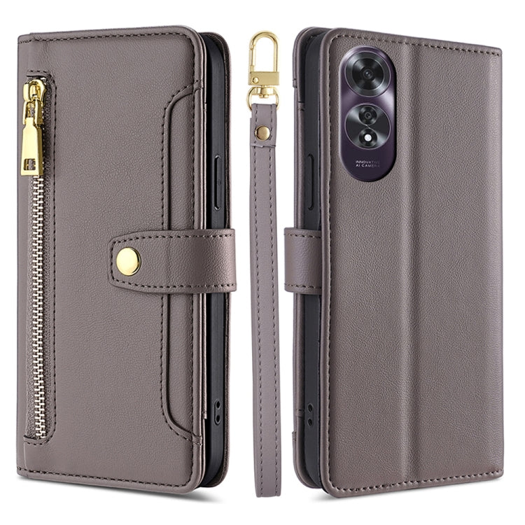 Sheep Texture Cross-body Zipper Wallet Leather Phone Case, For OPPO Reno12 F 5G, For OPPO A3 Pro 5G India, For OPPO Reno12 5G Global, For OPPO A60 4G Global