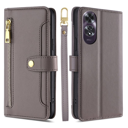 Sheep Texture Cross-body Zipper Wallet Leather Phone Case, For OPPO Reno12 F 5G, For OPPO A3 Pro 5G India, For OPPO Reno12 5G Global, For OPPO A60 4G Global