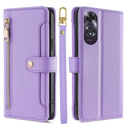 Sheep Texture Cross-body Zipper Wallet Leather Phone Case, For OPPO Reno12 F 5G, For OPPO A3 Pro 5G India, For OPPO Reno12 5G Global, For OPPO A60 4G Global