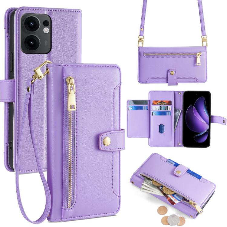 Sheep Texture Cross-body Zipper Wallet Leather Phone Case, For OPPO Find X8s 5G, For OPPO Find X8 Ultra 5G, For OPPO Reno13 F 5G / 4G, For OPPO A3 5G India