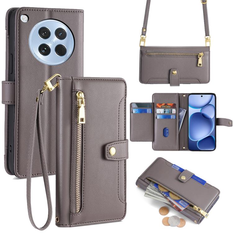 Sheep Texture Cross-body Zipper Wallet Leather Phone Case, For OPPO Find X8s 5G, For OPPO Find X8 Ultra 5G, For OPPO Reno13 F 5G / 4G, For OPPO A3 5G India