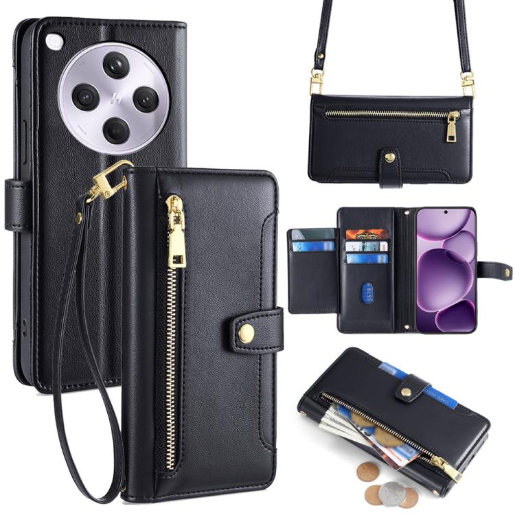Sheep Texture Cross-body Zipper Wallet Leather Phone Case, For OPPO A5 5G 2025 Global, For OPPO Reno14 Pro 5G, For OPPO Reno14 5G, For OPPO Find X8s+ 5G