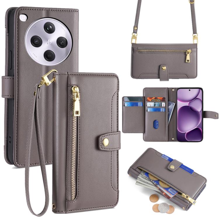 Sheep Texture Cross-body Zipper Wallet Leather Phone Case, For OPPO A5 5G 2025 Global, For OPPO Reno14 Pro 5G, For OPPO Reno14 5G, For OPPO Find X8s+ 5G