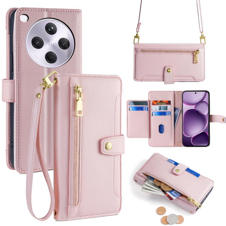 Sheep Texture Cross-body Zipper Wallet Leather Phone Case, For OPPO A5 5G 2025 Global, For OPPO Reno14 Pro 5G, For OPPO Reno14 5G, For OPPO Find X8s+ 5G