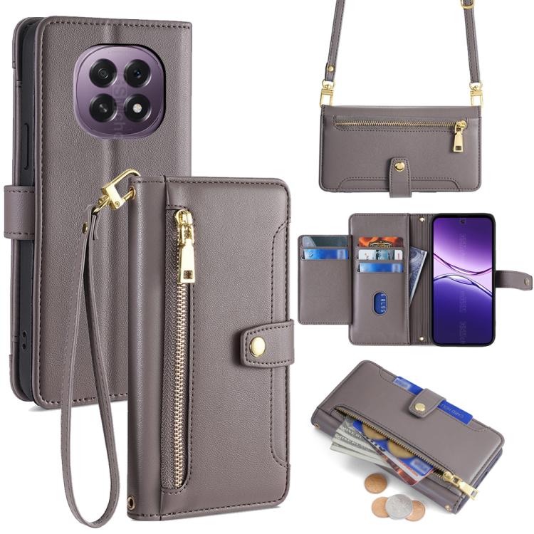 Sheep Texture Cross-body Zipper Wallet Leather Phone Case, For OPPO A5 5G 2025 Global, For OPPO Reno14 Pro 5G, For OPPO Reno14 5G, For OPPO Find X8s+ 5G