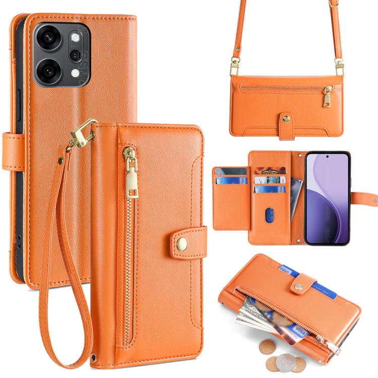 Sheep Texture Cross-body Zipper Wallet Leather Phone Case, For OPPO A5 5G 2025 Global, For OPPO Reno14 Pro 5G, For OPPO Reno14 5G, For OPPO Find X8s+ 5G