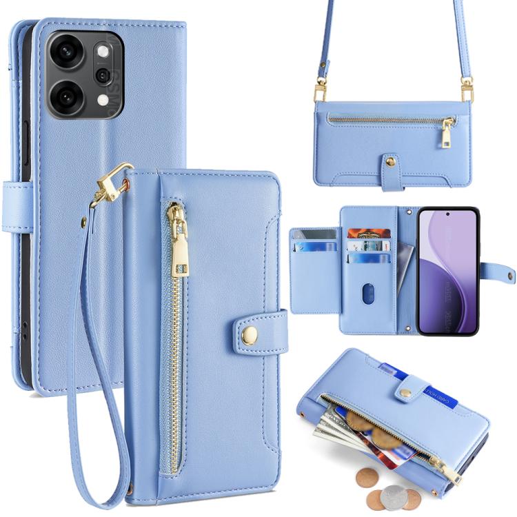 Sheep Texture Cross-body Zipper Wallet Leather Phone Case, For OPPO A5 5G 2025 Global, For OPPO Reno14 Pro 5G, For OPPO Reno14 5G, For OPPO Find X8s+ 5G