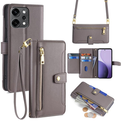 Sheep Texture Cross-body Zipper Wallet Leather Phone Case, For OPPO A5 5G 2025 Global, For OPPO Reno14 Pro 5G, For OPPO Reno14 5G, For OPPO Find X8s+ 5G