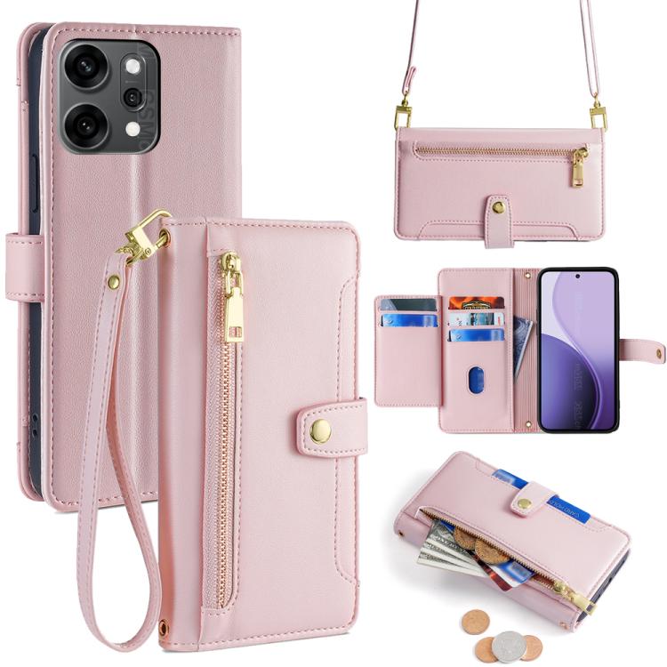 Sheep Texture Cross-body Zipper Wallet Leather Phone Case, For OPPO A5 5G 2025 Global, For OPPO Reno14 Pro 5G, For OPPO Reno14 5G, For OPPO Find X8s+ 5G