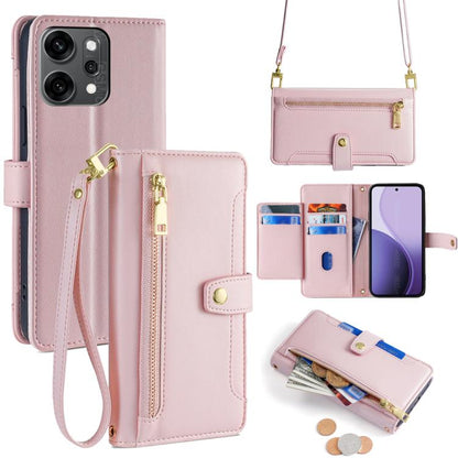 Sheep Texture Cross-body Zipper Wallet Leather Phone Case, For OPPO A5 5G 2025 Global, For OPPO Reno14 Pro 5G, For OPPO Reno14 5G, For OPPO Find X8s+ 5G