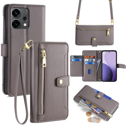 Sheep Texture Cross-body Zipper Wallet Leather Phone Case, For OPPO A5 5G 2025 Global, For OPPO Reno14 Pro 5G, For OPPO Reno14 5G, For OPPO Find X8s+ 5G