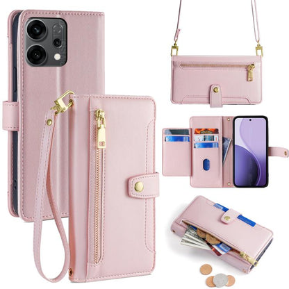 Sheep Texture Cross-body Zipper Wallet Leather Phone Case, For OPPO A5 5G 2025 Global, For OPPO Reno14 Pro 5G, For OPPO Reno14 5G, For OPPO Find X8s+ 5G