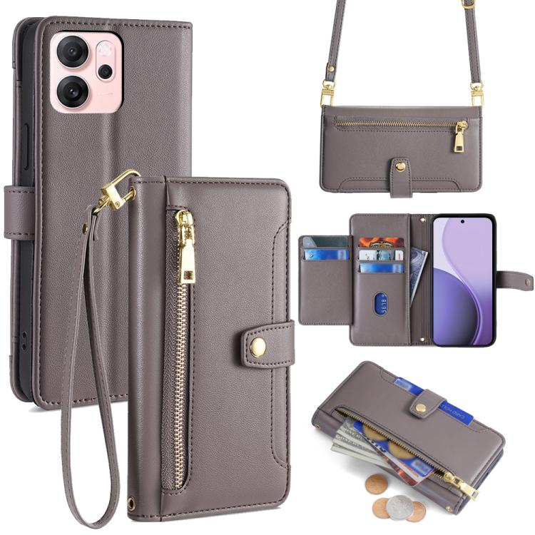 Sheep Texture Cross-body Zipper Wallet Leather Phone Case, For OPPO Find X9 Pro 5G, For OPPO K13 Turbo Pro 5G, For OPPO Reno14 F 5G, For OPPO A5x 5G Global