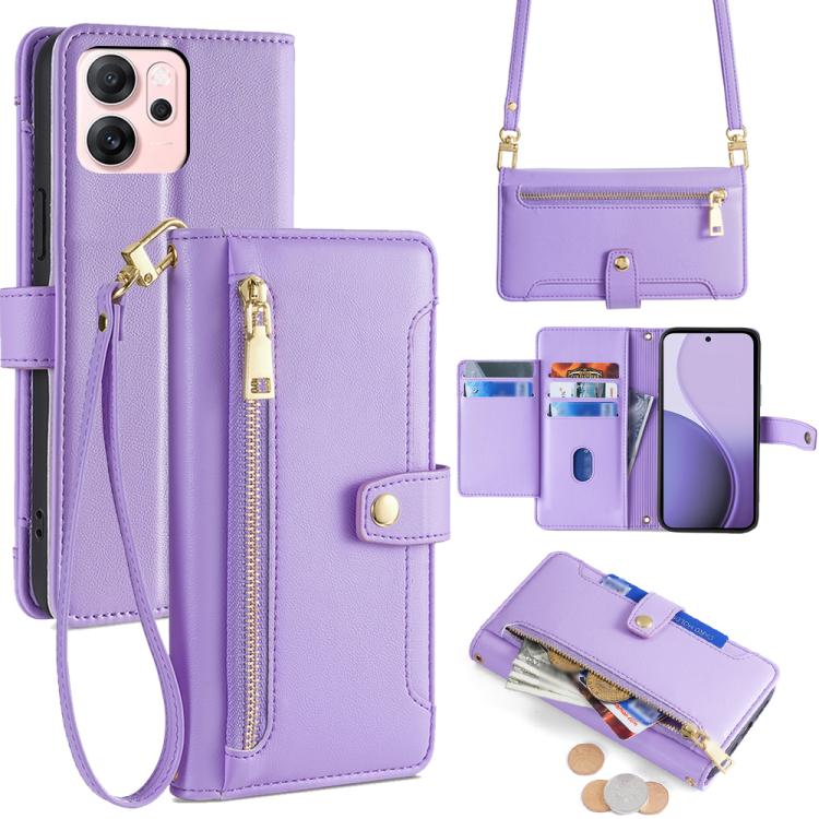 Sheep Texture Cross-body Zipper Wallet Leather Phone Case, For OPPO Find X9 Pro 5G, For OPPO K13 Turbo Pro 5G, For OPPO Reno14 F 5G, For OPPO A5x 5G Global