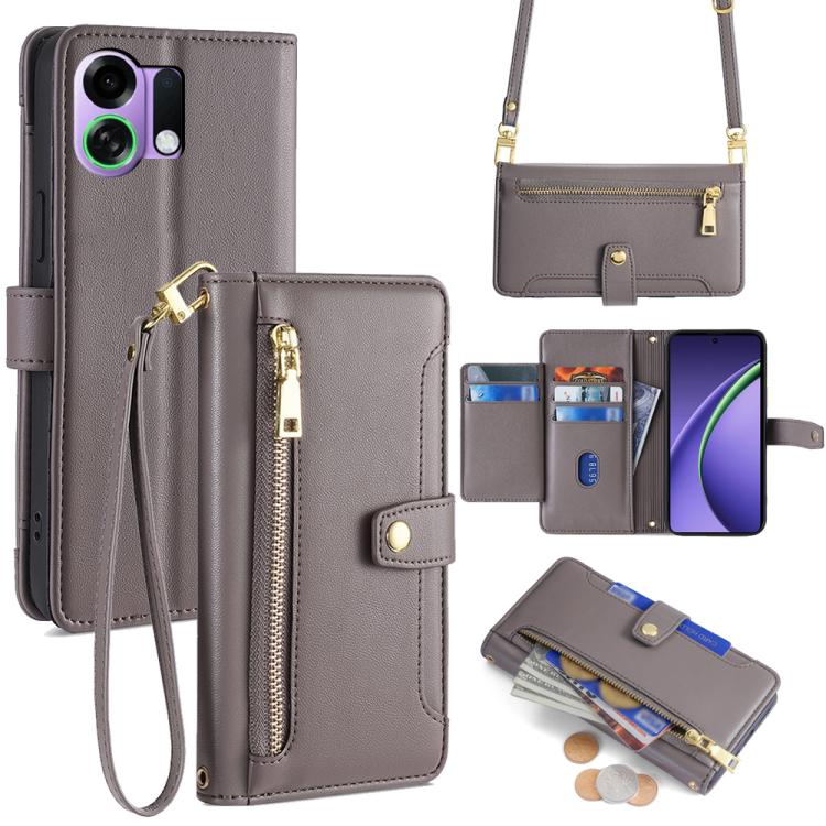 Sheep Texture Cross-body Zipper Wallet Leather Phone Case, For OPPO Find X9 Pro 5G, For OPPO K13 Turbo Pro 5G, For OPPO Reno14 F 5G, For OPPO A5x 5G Global