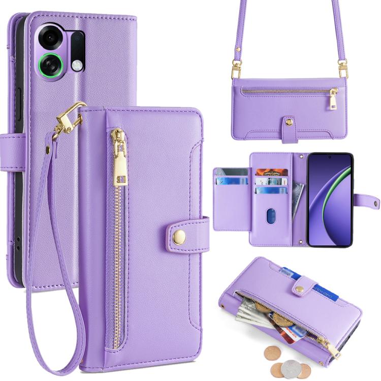 Sheep Texture Cross-body Zipper Wallet Leather Phone Case, For OPPO Find X9 Pro 5G, For OPPO K13 Turbo Pro 5G, For OPPO Reno14 F 5G, For OPPO A5x 5G Global