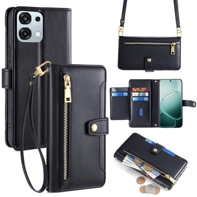 Sheep Texture Cross-body Zipper Wallet Leather Phone Case, For OPPO A6x 4G Global, For OPPO Reno15 5G Global, For OPPO Find X9 5G, For OPPO F31 5G