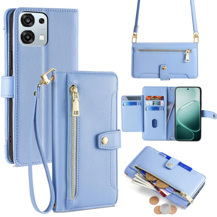 Sheep Texture Cross-body Zipper Wallet Leather Phone Case, For OPPO A6x 4G Global, For OPPO Reno15 5G Global, For OPPO Find X9 5G, For OPPO F31 5G