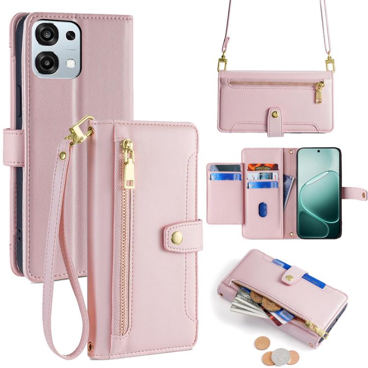 Sheep Texture Cross-body Zipper Wallet Leather Phone Case, For OPPO A6x 4G Global, For OPPO Reno15 5G Global, For OPPO Find X9 5G, For OPPO F31 5G