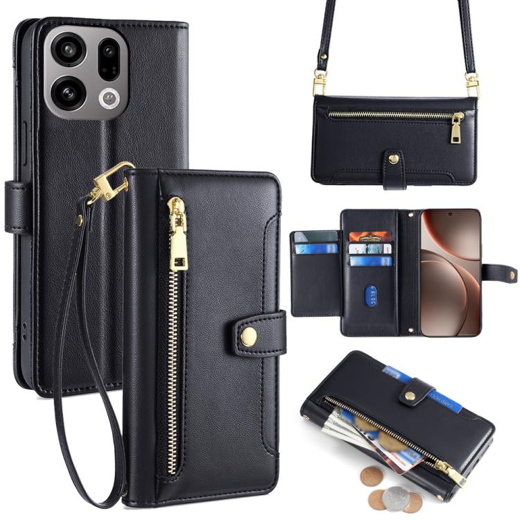 Sheep Texture Cross-body Zipper Wallet Leather Phone Case, For OPPO A6x 4G Global, For OPPO Reno15 5G Global, For OPPO Find X9 5G, For OPPO F31 5G