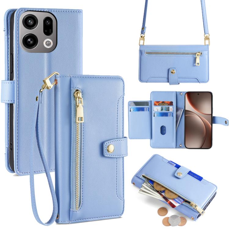 Sheep Texture Cross-body Zipper Wallet Leather Phone Case, For OPPO A6x 4G Global, For OPPO Reno15 5G Global, For OPPO Find X9 5G, For OPPO F31 5G