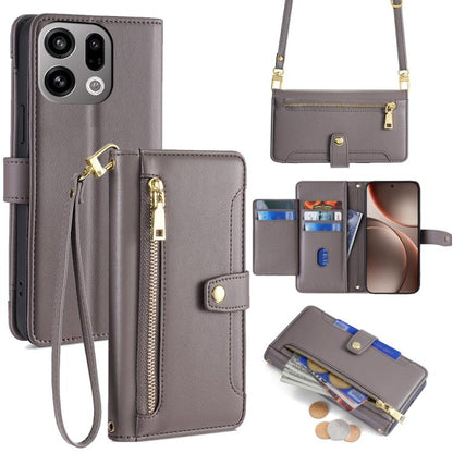 Sheep Texture Cross-body Zipper Wallet Leather Phone Case, For OPPO A6x 4G Global, For OPPO Reno15 5G Global, For OPPO Find X9 5G, For OPPO F31 5G