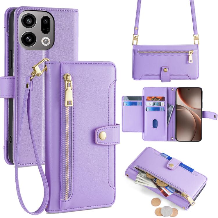Sheep Texture Cross-body Zipper Wallet Leather Phone Case, For OPPO A6x 4G Global, For OPPO Reno15 5G Global, For OPPO Find X9 5G, For OPPO F31 5G