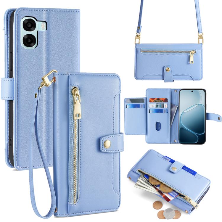 Sheep Texture Cross-body Zipper Wallet Leather Phone Case, For OPPO A6x 4G Global, For OPPO Reno15 5G Global, For OPPO Find X9 5G, For OPPO F31 5G