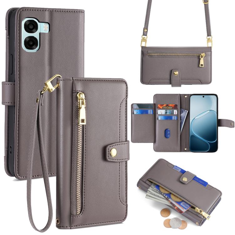 Sheep Texture Cross-body Zipper Wallet Leather Phone Case, For OPPO A6x 4G Global, For OPPO Reno15 5G Global, For OPPO Find X9 5G, For OPPO F31 5G
