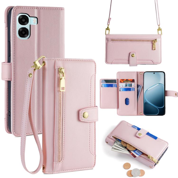 Sheep Texture Cross-body Zipper Wallet Leather Phone Case, For OPPO A6x 4G Global, For OPPO Reno15 5G Global, For OPPO Find X9 5G, For OPPO F31 5G