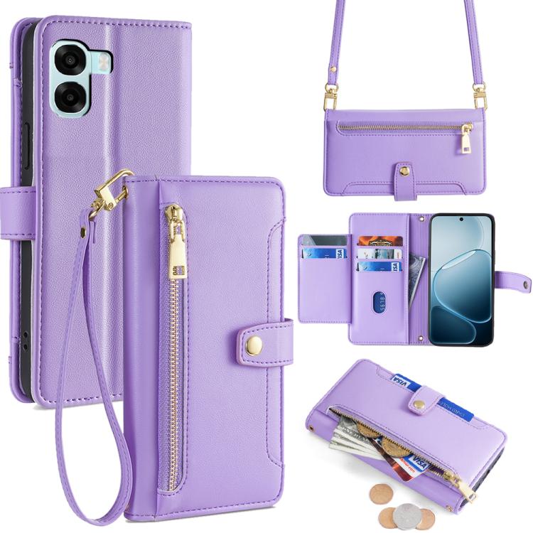 Sheep Texture Cross-body Zipper Wallet Leather Phone Case, For OPPO A6x 4G Global, For OPPO Reno15 5G Global, For OPPO Find X9 5G, For OPPO F31 5G