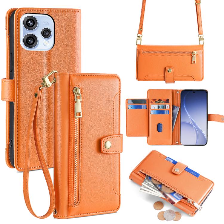 Sheep Texture Cross-body Zipper Wallet Leather Phone Case, For OPPO A6x 4G Global, For OPPO Reno15 5G Global, For OPPO Find X9 5G, For OPPO F31 5G