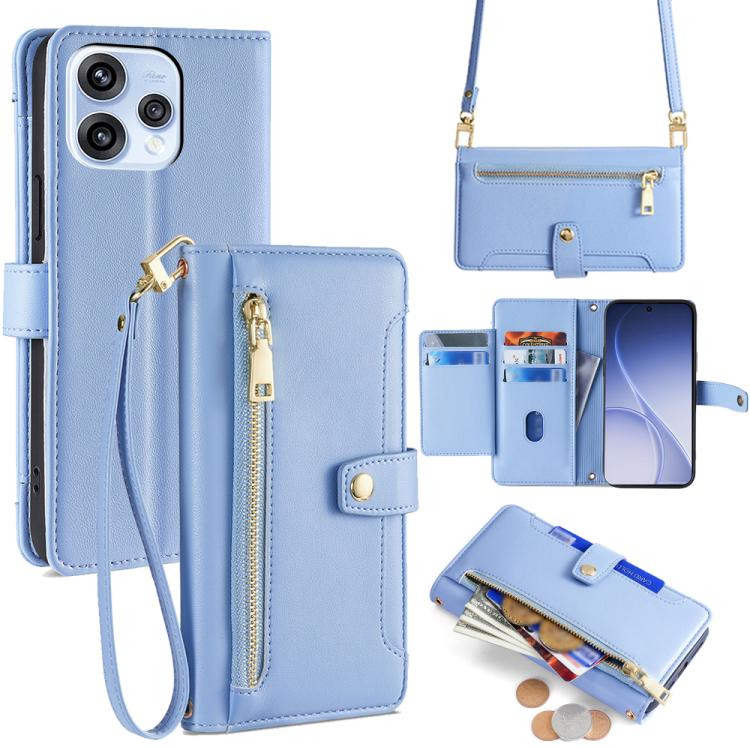 Sheep Texture Cross-body Zipper Wallet Leather Phone Case, For OPPO A6x 4G Global, For OPPO Reno15 5G Global, For OPPO Find X9 5G, For OPPO F31 5G