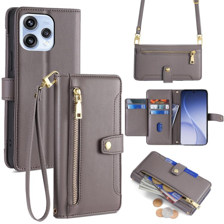 Sheep Texture Cross-body Zipper Wallet Leather Phone Case, For OPPO A6x 4G Global, For OPPO Reno15 5G Global, For OPPO Find X9 5G, For OPPO F31 5G
