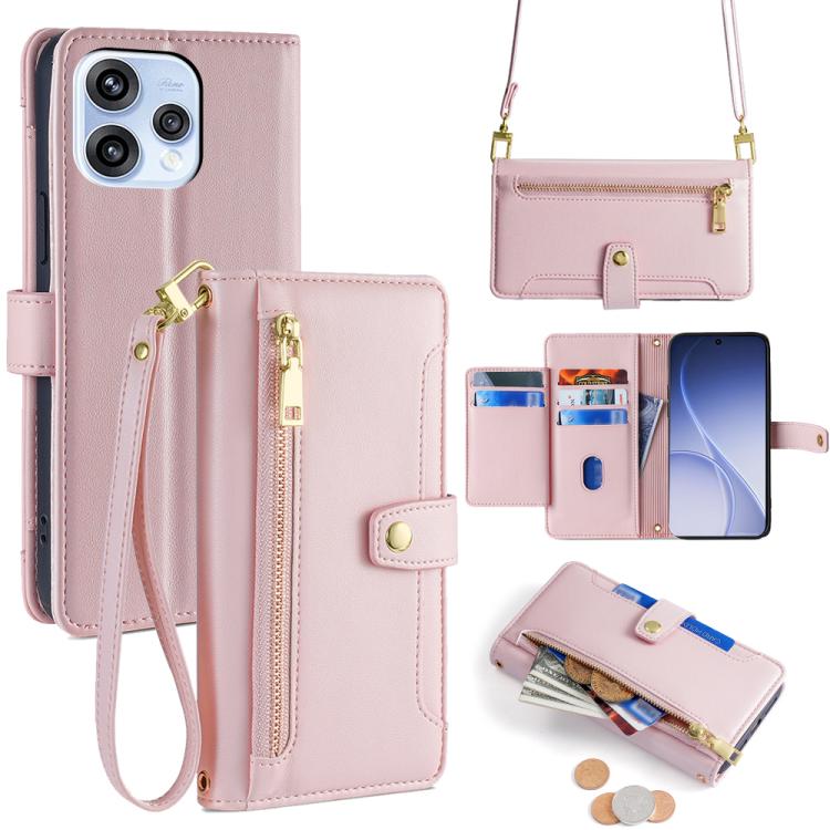 Sheep Texture Cross-body Zipper Wallet Leather Phone Case, For OPPO A6x 4G Global, For OPPO Reno15 5G Global, For OPPO Find X9 5G, For OPPO F31 5G