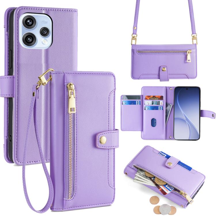 Sheep Texture Cross-body Zipper Wallet Leather Phone Case, For OPPO A6x 4G Global, For OPPO Reno15 5G Global, For OPPO Find X9 5G, For OPPO F31 5G