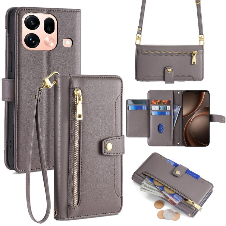 Sheep Texture Cross-body Zipper Wallet Leather Phone Case, For OPPO Find X9s Pro 5G, For OPPO Find X9 Ultra 5G, For OPPO A6s 4G, For OPPO Reno15 F 5G