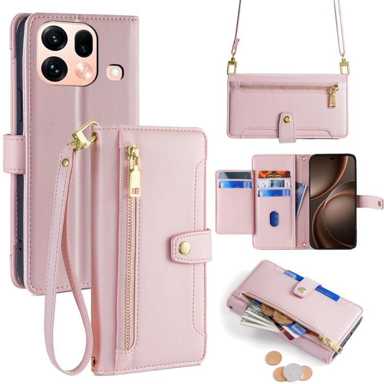 Sheep Texture Cross-body Zipper Wallet Leather Phone Case, For OPPO Find X9s Pro 5G, For OPPO Find X9 Ultra 5G, For OPPO A6s 4G, For OPPO Reno15 F 5G