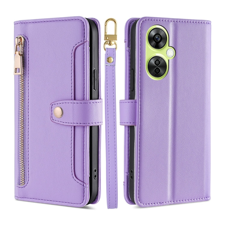 Sheep Texture Cross-body Zipper Wallet Leather Phone Case, For OnePlus Nord CE3 5G, For OnePlus Nord CE 3 Lite 5G