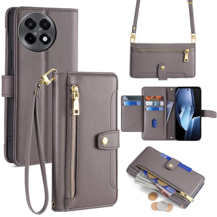 Sheep Texture Cross-body Zipper Wallet Leather Phone Case, For OnePlus Ace 5 Ultra / Nord 5, For OnePlus Ace 5 Racing / Nord CE5, For OnePlus Ace 5 / 5 Pro, For OnePlus Ace 3 Pro 5G