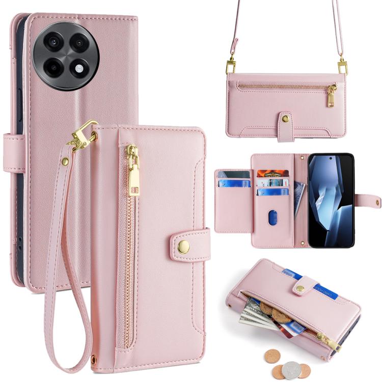 Sheep Texture Cross-body Zipper Wallet Leather Phone Case, For OnePlus Ace 5 Ultra / Nord 5, For OnePlus Ace 5 Racing / Nord CE5, For OnePlus Ace 5 / 5 Pro, For OnePlus Ace 3 Pro 5G