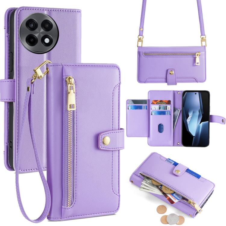 Sheep Texture Cross-body Zipper Wallet Leather Phone Case, For OnePlus Ace 5 Ultra / Nord 5, For OnePlus Ace 5 Racing / Nord CE5, For OnePlus Ace 5 / 5 Pro, For OnePlus Ace 3 Pro 5G