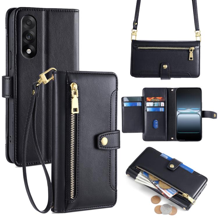 Sheep Texture Cross-body Zipper Wallet Leather Phone Case, For OnePlus Ace 5 Ultra / Nord 5, For OnePlus Ace 5 Racing / Nord CE5, For OnePlus Ace 5 / 5 Pro, For OnePlus Ace 3 Pro 5G
