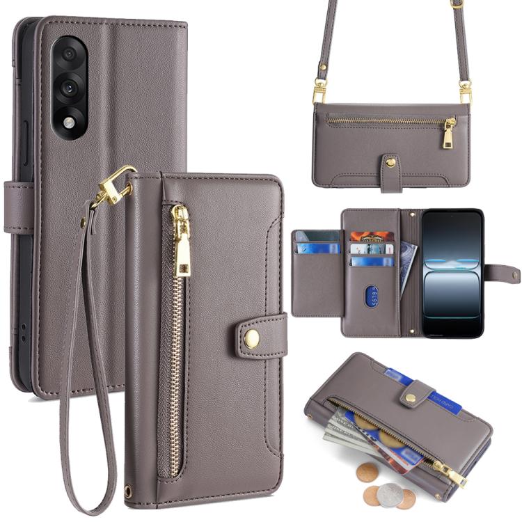 Sheep Texture Cross-body Zipper Wallet Leather Phone Case, For OnePlus Ace 5 Ultra / Nord 5, For OnePlus Ace 5 Racing / Nord CE5, For OnePlus Ace 5 / 5 Pro, For OnePlus Ace 3 Pro 5G