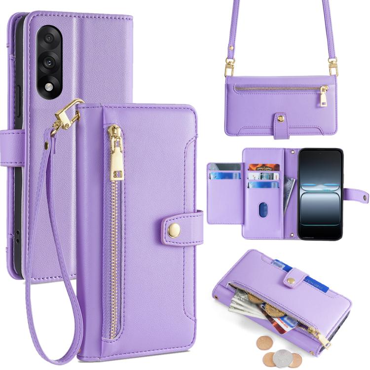 Sheep Texture Cross-body Zipper Wallet Leather Phone Case, For OnePlus Ace 5 Ultra / Nord 5, For OnePlus Ace 5 Racing / Nord CE5, For OnePlus Ace 5 / 5 Pro, For OnePlus Ace 3 Pro 5G