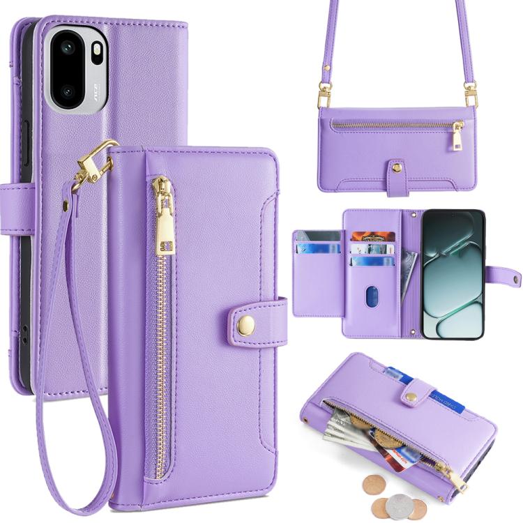 Sheep Texture Cross-body Zipper Wallet Leather Phone Case, For OnePlus 15T 5G, For OnePlus Turbo 6 / 6V, For OnePlus Ace 6, For OnePlus 15 5G